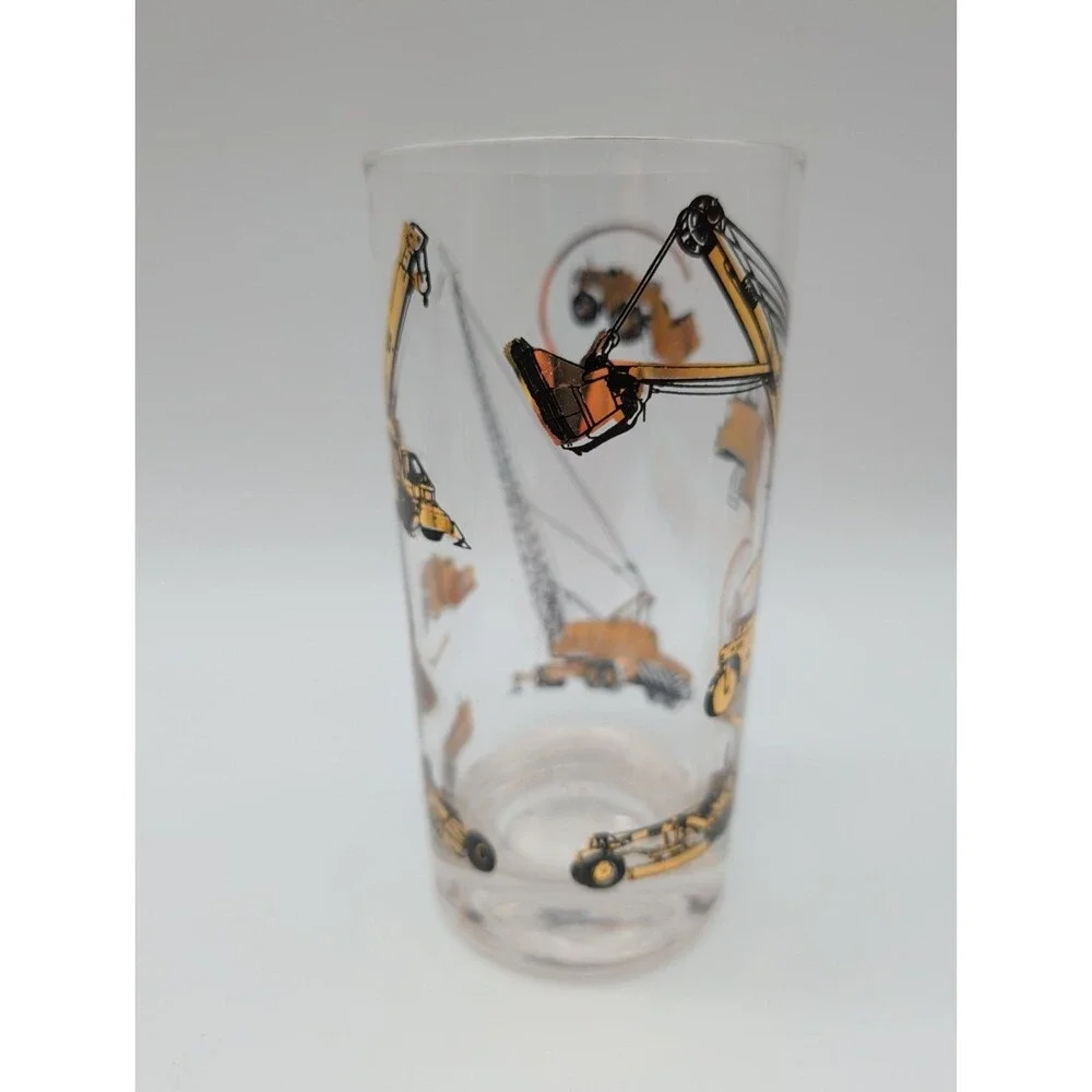 5 Black Gold Highball Tumblers Construction Equipment Crane Bulldozer Grader